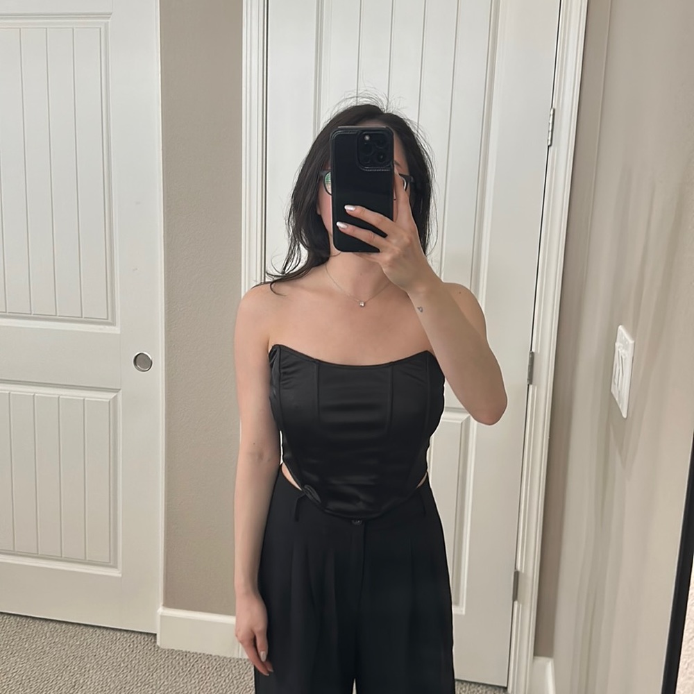 Black Satin Corset Top